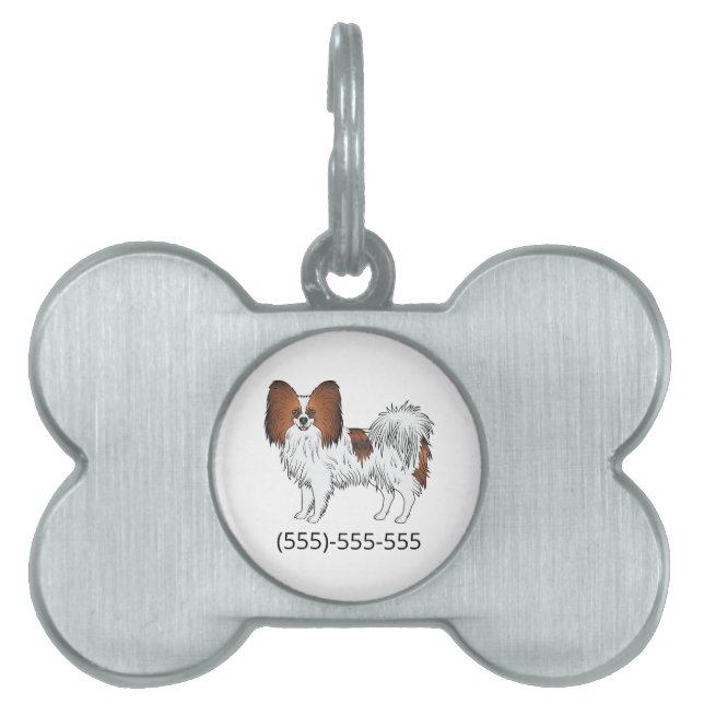 Red Sable Papillon Niedlich Hund und Telefonnummer Tiermarke (Vorderseite)