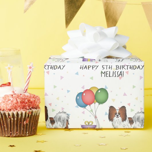 Red Sable Papillon Niedlich und Happy Dog - Geburt Geschenkpapier (Geburtstagsparty)