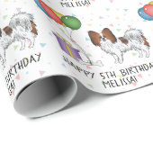 Red Sable Papillon Niedlich und Happy Dog - Geburt Geschenkpapier (Rolleneckpunkt)