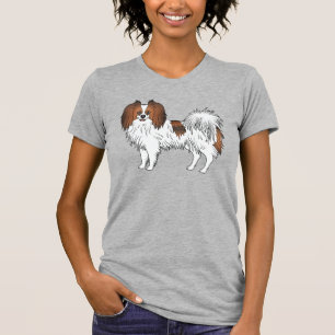 Red Sable Phalène Cute Cartoon Dog Illustration T-Shirt