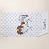 Red Sable Phalène Dog Design mit Individuelle Name Strandtuch (Vorderseite)