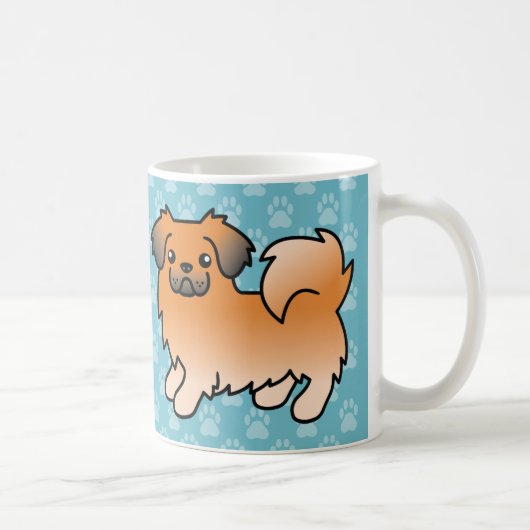 Red Sable Tibetan Spaniel Cartoon Dog Kaffeetasse (Rechts)