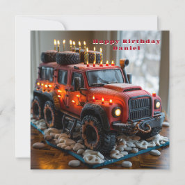 Red Safari Truck Birthday Cake Karte