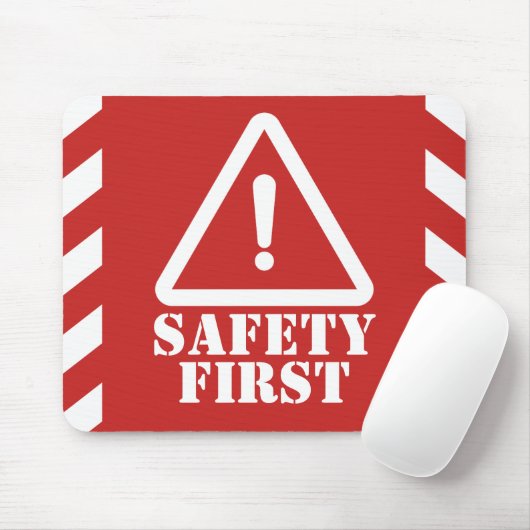Red Safety First Mousepad (Mit Mouse)