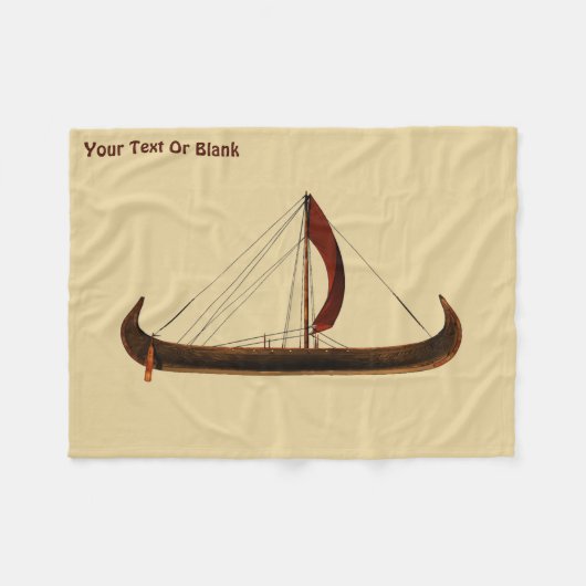 Red Sail Viking Ship Fleecedecke (Vorderseite (Horizontal))