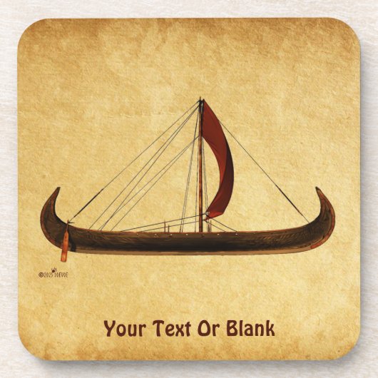 Red Sail Viking Ship Getränkeuntersetzer (Vorderseite)