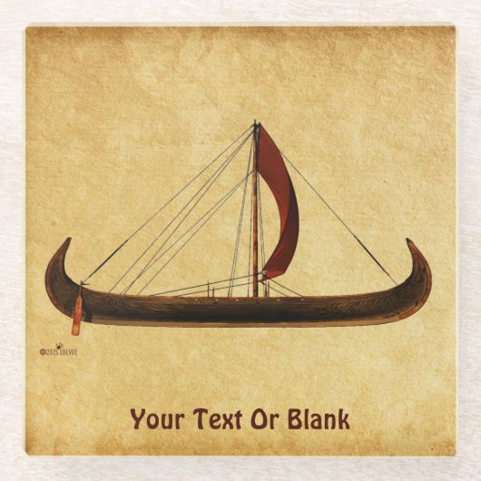 Red Sail Viking Ship Glasuntersetzer (Vorderseite)