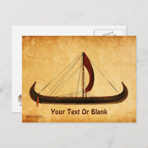 Red Sail Viking Ship Postkarte