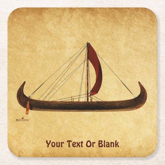 Red Sail Viking Ship Rechteckiger Pappuntersetzer (Vorderseite)