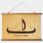 Red Sail Viking Ship Wandteppich Mit Holzrahmen (Vorne)