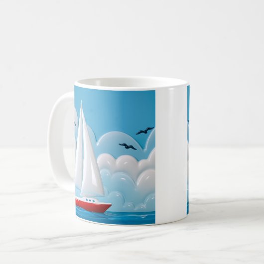 Red Sailboat Cloud Kaffeetasse (Vorderseite Links)
