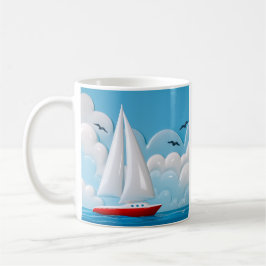 Red Sailboat Cloud Kaffeetasse