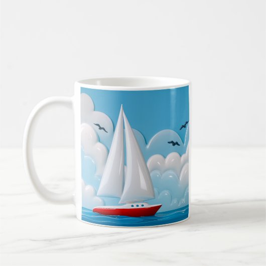 Red Sailboat Cloud Kaffeetasse (Links)