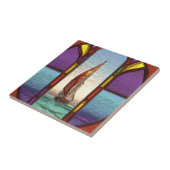 Red Sailboat Durch die Imitate festgeklemmtes Glas Fliese (Seite)