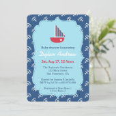 Red Sailboat Nautical Baby Dusche Einladungen (Stehend Vorderseite)
