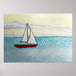 Red Sailboat Poster