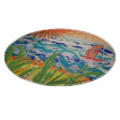 Red Sailboat Red Sun Schneidebrett (Ecke)