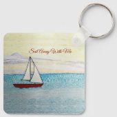 Red Sailboat segelt mit mir weg Schlüsselanhänger (Rückseite)