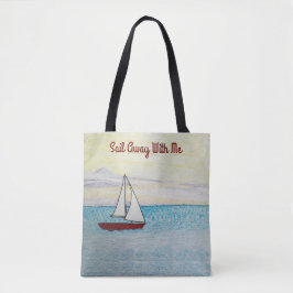Red Sailboat segelt mit mir weg Tasche