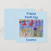 Red Sails & Blume Flat Birthday Card (Vorne/Hinten)