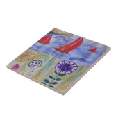 Red Sails & Blume Keramik Tile Fliese (Seite)
