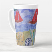 Red Sails & Blume Latte Tasse (Linke Ecke)