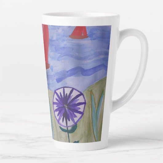 Red Sails & Blume Latte Tasse (Rechts)