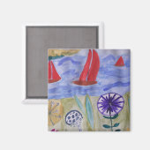 Red Sails & Blume Magnet (Vorderseite/Rückseite)