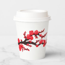 Red Sakura Blossom Gemälde von Sara Motolanez Pappbecher