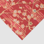 RED SAKURA BLUME Antikes japanisches Blumenmuster Seidenpapier (Detail)