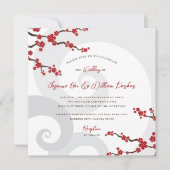 Red Sakura Blume Kirschblüten Wirbel Hochzeit Einladung (Vorderseite)