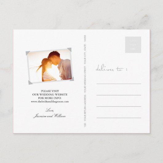 Red Sakura Double Happy Chinese Save the Date Ankündigungspostkarte (Rückseite)