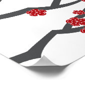 Red Sakura Double Happy Chinese Wedding Sign Poster (Ecke)