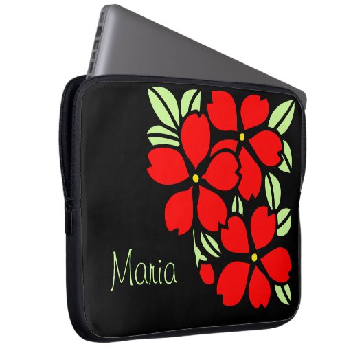 Red Sakura Japanisch Floral Kimono Laptopschutzhülle (Vorne Rechts)