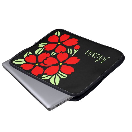 Red Sakura Japanisch Floral Kimono Laptopschutzhülle (Vorne Knopf)
