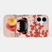 Red Sakura Kokeshi Doll - Japanese Geisha iPhone 16 Hülle (Rückseite (Horizontal))