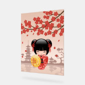 Red Sakura Kokeshi Doll - Japanisch Geisha Acrylschild (Winkel)
