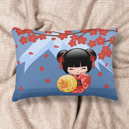 Red Sakura Kokeshi Doll - Japanisch Geisha Dekokissen