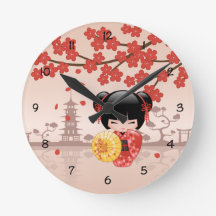 Red Sakura Kokeshi Doll - Japanisch Geisha