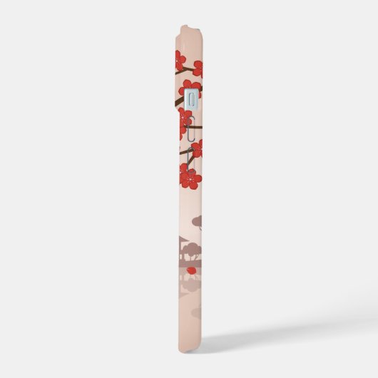 Red Sakura Kokeshi Doll - Japanisch Geisha iPhone 15 Hülle (Linke Seite)