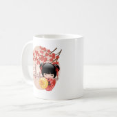 Red Sakura Kokeshi Doll - Japanisch Geisha Kaffeetasse (Vorderseite Links)