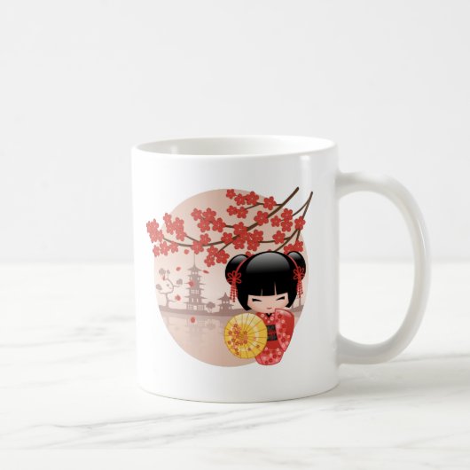 Red Sakura Kokeshi Doll - Japanisch Geisha Kaffeetasse (Rechts)