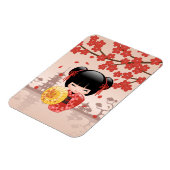 Red Sakura Kokeshi Doll - Japanisch Geisha Magnet (Linke Seite)