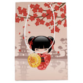 Red Sakura Kokeshi Doll - Japanisch Geisha Mittlere Geschenktüte (Vorderseite)