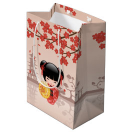 Red Sakura Kokeshi Doll - Japanisch Geisha Mittlere Geschenktüte