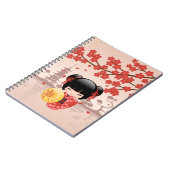 Red Sakura Kokeshi Doll - Japanisch Geisha Notizblock (Linke Seite)