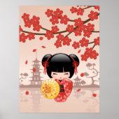 Red Sakura Kokeshi Doll - Japanisch Geisha Poster (Vorne)