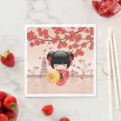 Red Sakura Kokeshi Doll - Japanisch Geisha Serviette (Beispiel)