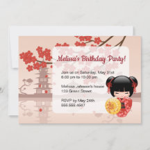 Red Sakura Kokeshi Doll Niedlich Geisha Geburtstag