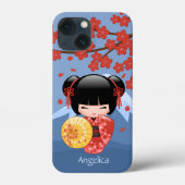 Red Sakura Kokeshi Doll - Niedlich Geisha Girl Case-Mate iPhone Hülle (Rückseite)